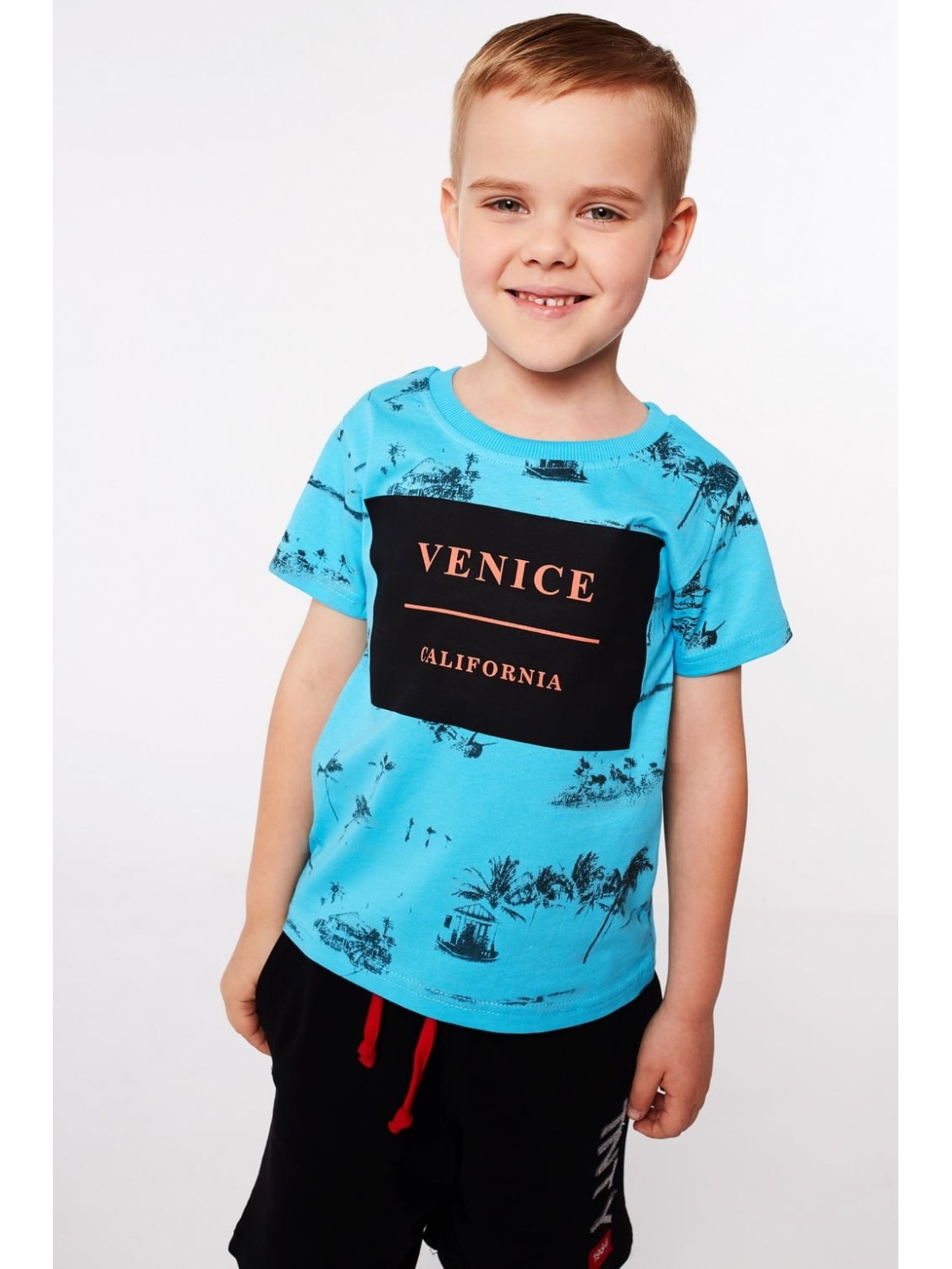 Boy\'s T-shirt with print, blue NDZ4445 - Online store - Boutique